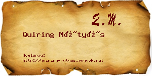 Quiring Mátyás névjegykártya